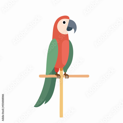 Flat illustration of a parrot on a stick