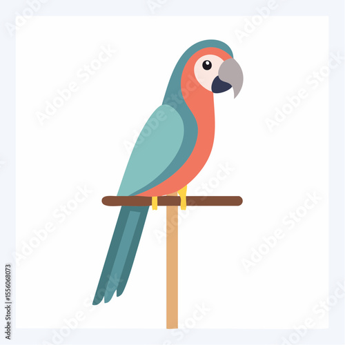Flat illustration of a parrot on a stick