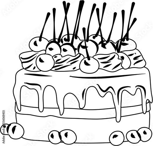 Chocolate Cake Cherry coloring page