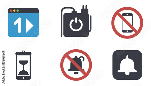 A vector set of forbidden gas pump and station icons with no photo or food symbols