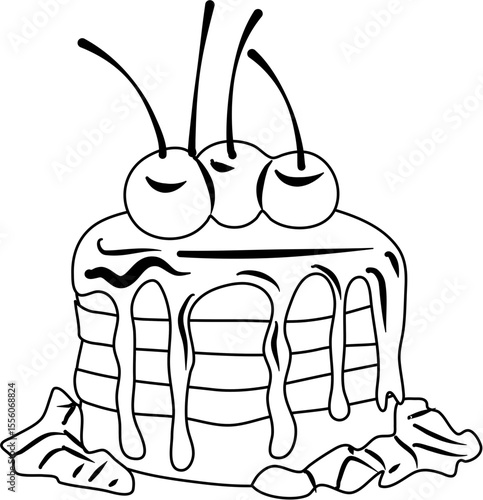 Chocolate Cake Cherry coloring page