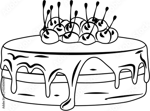 Chocolate Cake Cherry coloring page