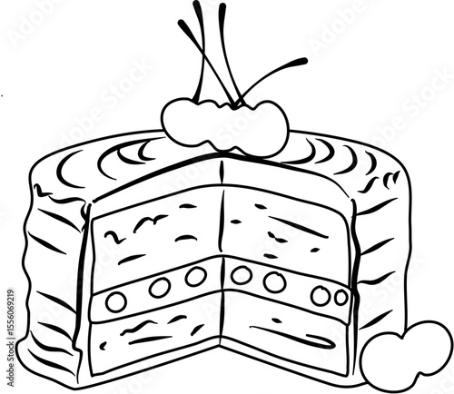 Chocolate Cake Cherry coloring page