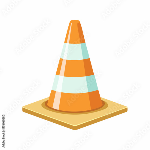 Bright Orange and White Striped Traffic Cone Illustration