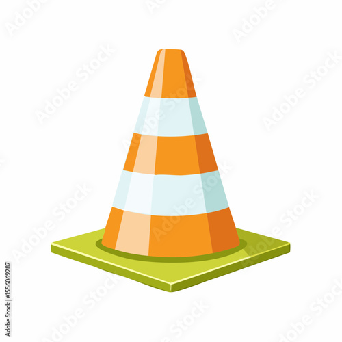 Orange and White Traffic Cone Illustration Safety, Construction, Warning, Roadwork, Icon