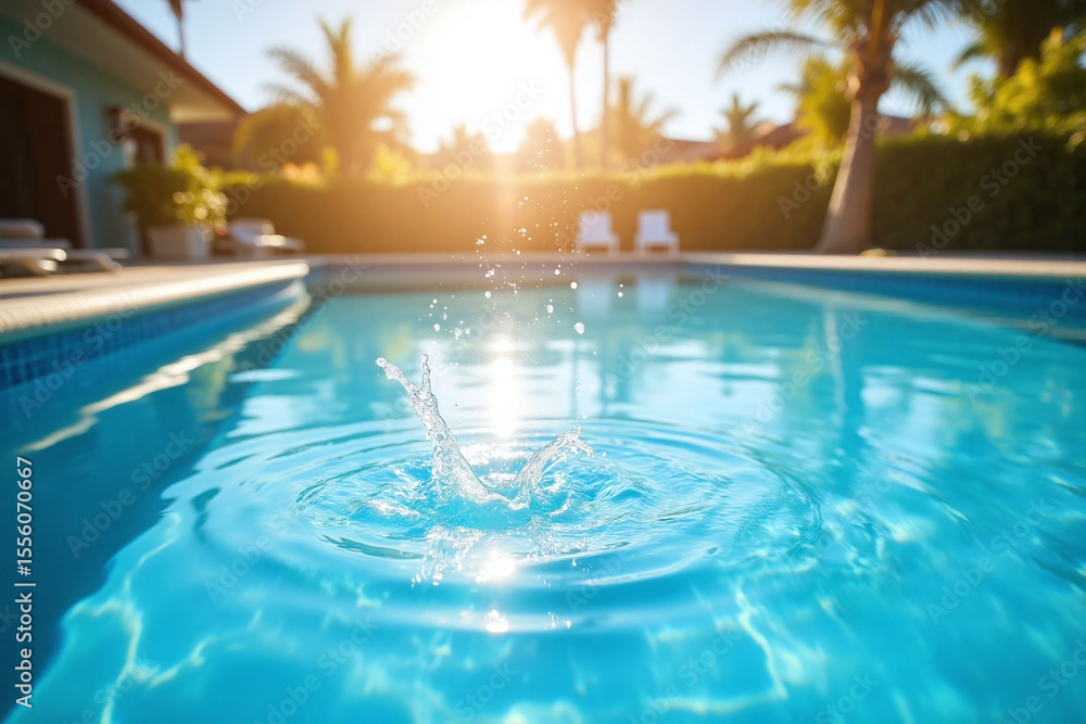 Fototapeta premium swimming pool with water droplets on the surface of it