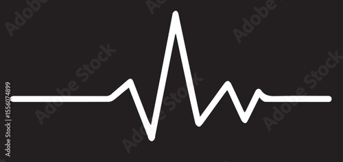 A clean, minimalist white line depicting an electrocardiogram (ECG) heartbeat on a black background, symbolizing pulse, health, or medical data.