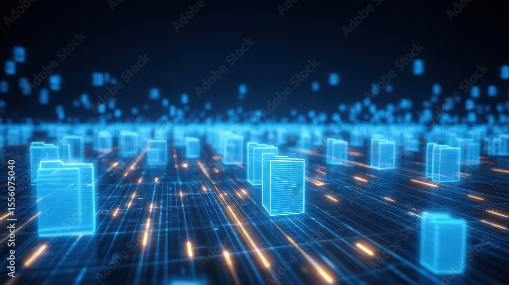 Abstract network grid with files and folders, futuristic software interface, digital document management system, store, search and organize documents, corporate business, paperless office
Abstract network grid with files and folders, futuristic software interface, digital document management system, store, search and organize documents, corporate business, paperless office