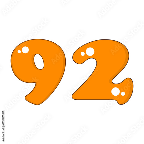 Number 92 Colorful Symbol