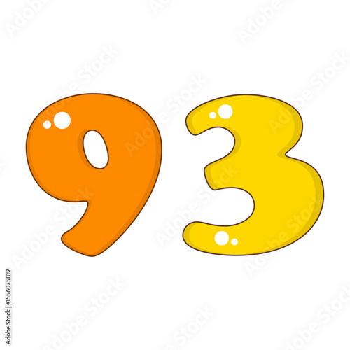 Number 93 Colorful Symbol