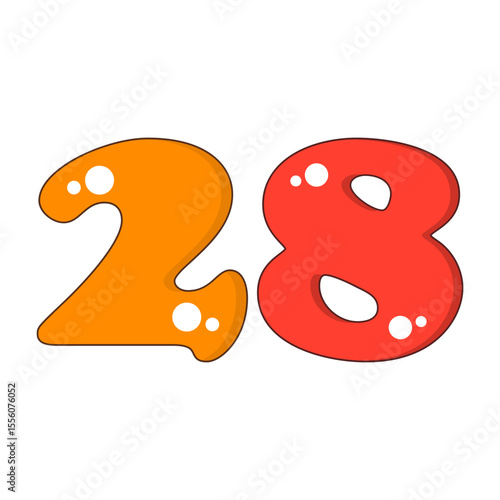 Number 28 Colorful Symbol