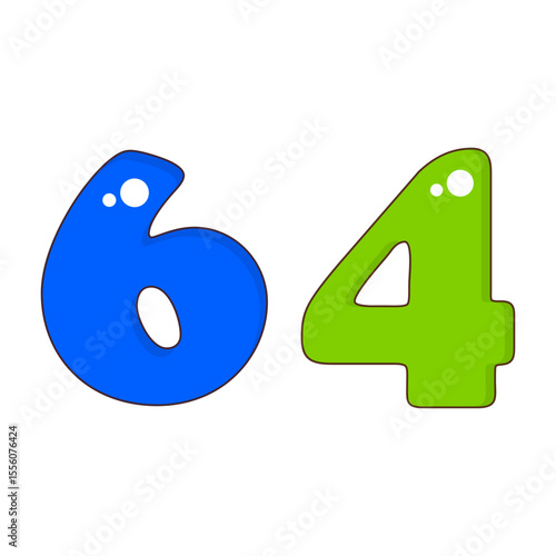 Number 64 Colorful Symbol