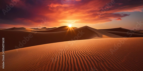 Breathtaking Sunset Over the Sahara Desert in Morocco

