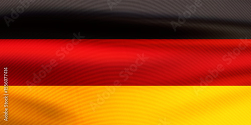 Realistic wavy national flag of the Federal Republic of Germany. German state symbol for celebrating patriotic holidays. 3d vector illustration