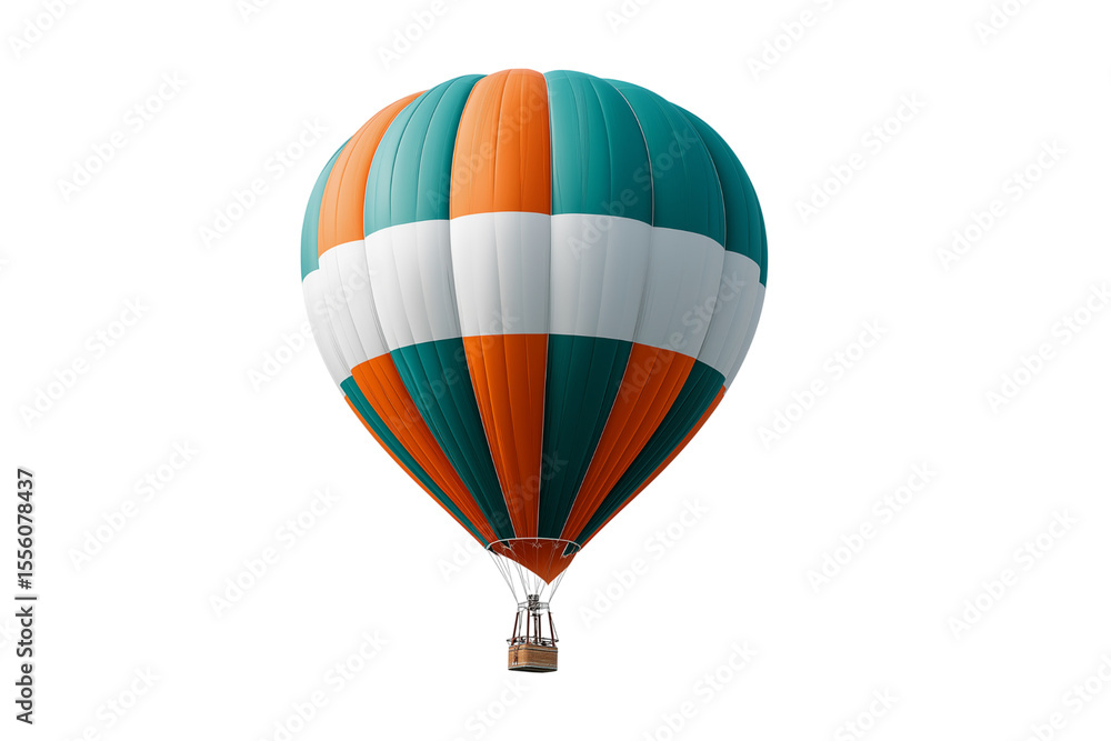Fototapeta premium Hot Air Balloon in vibrant colors against a plain background