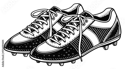 Vintage Hand-Drawn Soccer Cleats Illustration