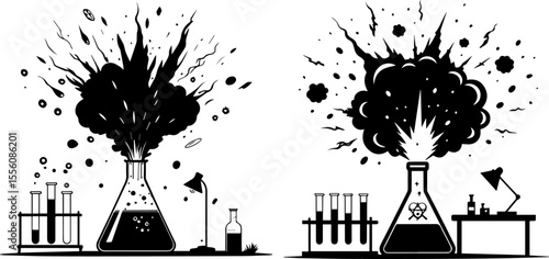 Chemical Explosion in Laboratory Flask - Dangerous Science Experiment Gone Wrong