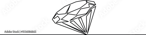 Continuous Line Drawing of a Diamond – Minimalist Gemstone Illustration editable stroke

