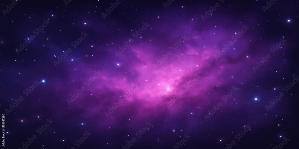 Fototapeta premium Abstract starry space background loop with a deep blue cosmic nebula