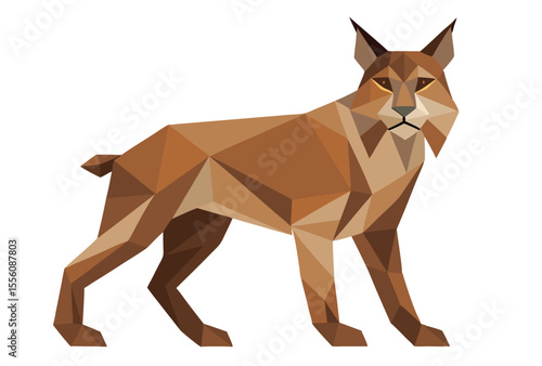 Lynx Cat Low Poly Vector, Geometric Polygonal Animal Illustration for Modern Design