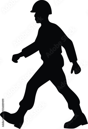Silhouette of a Soldier Walking Military Personnel Illustration