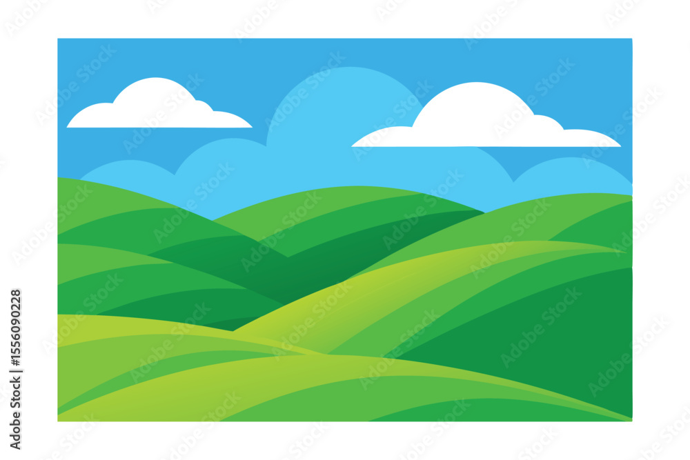 Fototapeta premium Serene Rolling Hills Landscape A Picturesque View of Nature's Beauty