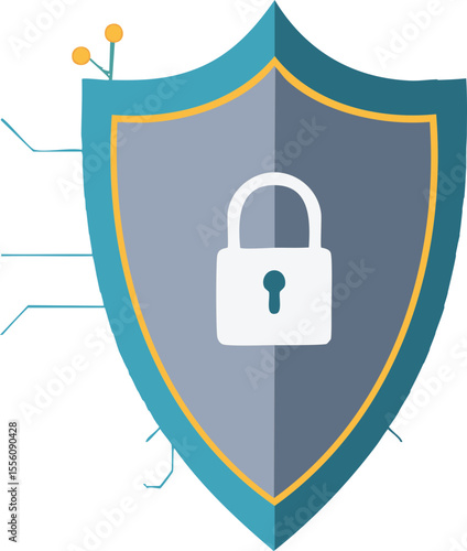 Illustration de sécurité digitale avec bouclier & circuits