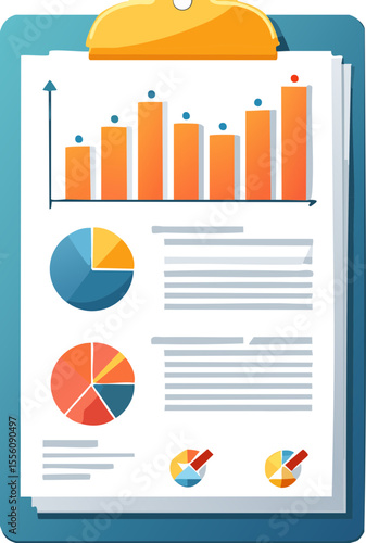 Illustration flat d’un rapport business avec graphiques