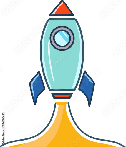 Logo fusée en ascension avec effet de propulsion dynamique