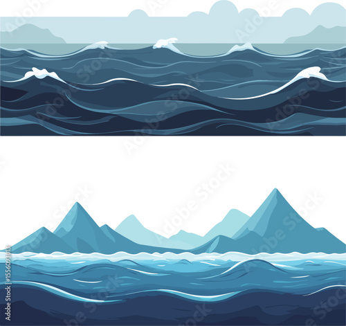 Cartoon sea surface illustration material
