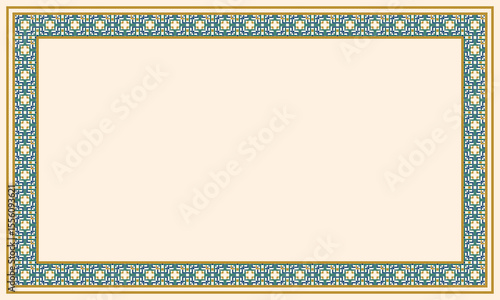 islamic frame background with geometric ornaments
