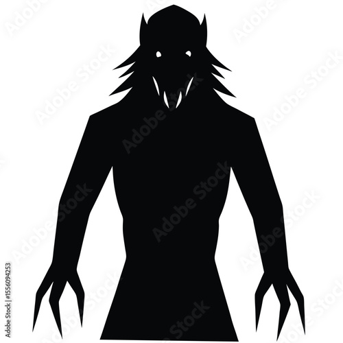 shadow figure with red eyes vector art