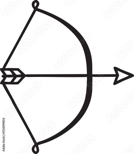 Simple Black and White Bow and Arrow Illustration with a Clean and Minimalist Design Aesthetic on a White Background