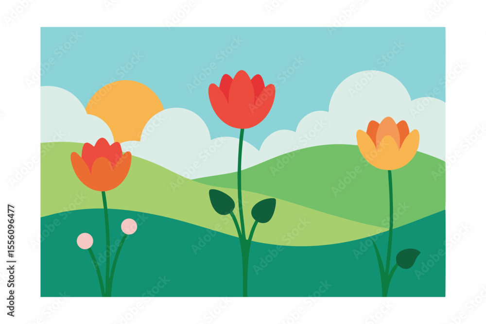 Fototapeta premium vector illustration of a tulip