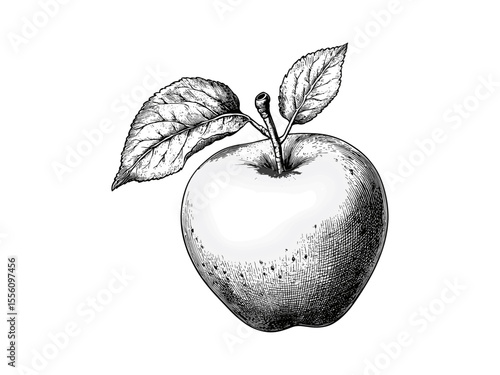 Autumn apple engraving, vintage fruit sketch, hand-drawn harvest motif, seasonal illustration in old engraving style, retro black sketch icon, botanical line art, etching illustration,