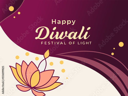 Elegant Happy Diwali Illustration with Lotus Flower and Festive Color Palette for Celebrations festive illustration