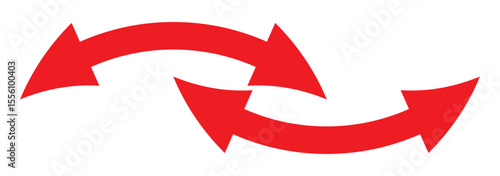 Horizontal dual side long straight arrow vector. Dual arrow sign. Dual sided arrow vector, icon, silhouette design. Semicircular curved thin, long double ended arrow vector eps 10