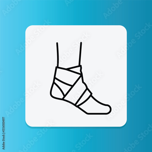 Icon of a foot with ankle wrap or brace, representing protection and support for the ankle area.