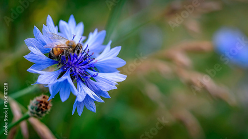 Wallpaper Mural Honeybee on Blue Cornflower in Meadow Torontodigital.ca