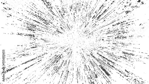  Dynamic charcoal burst explosion, isolated   transparent background. Abstract explosion, radial burst of ink splatter effect. 