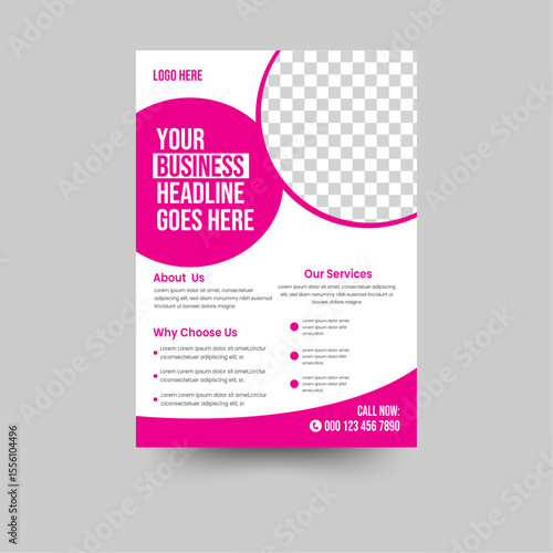 Pink color natural shape corporate flyer design template.