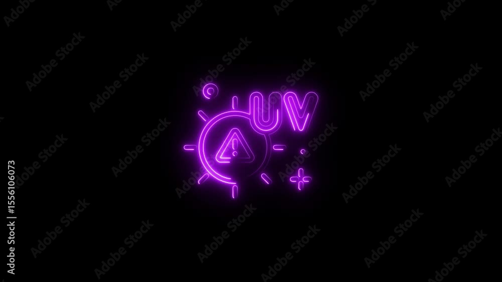 U V Radiation Warning Neon Sign Animated Alerting Danger Symbol Ultraviolet Light Exposure Risk U V Radiation Warning Neon Sign Animated Alerting Danger Symbol Ultraviolet Light Exposure Risk