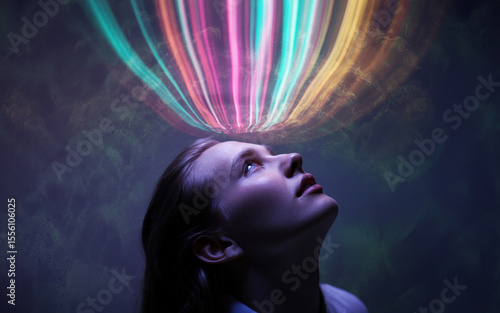 Prompts falling from sky into open human head