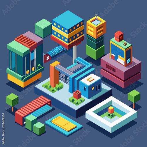 isometric building isometric vector
