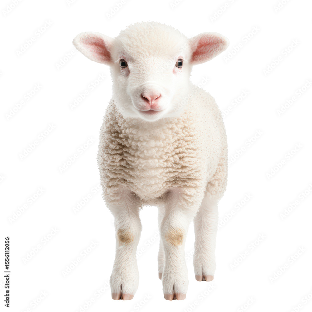 Fototapeta premium Cute lamb standing on a black background
