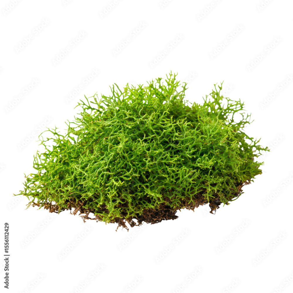 Naklejka premium Vibrant green moss isolated on a black background