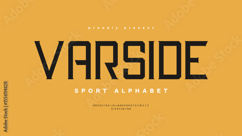 Varside: Sport Alphabet Regular Font. Classic Varsity Typography technology, digital, baseball, football, movie logo fonts. vector illustration graphic design.