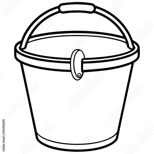 Minimal Bucket Line Art Illustration