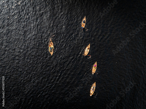 Polluted Buriganga River and Informal Settlements, Dhaka

