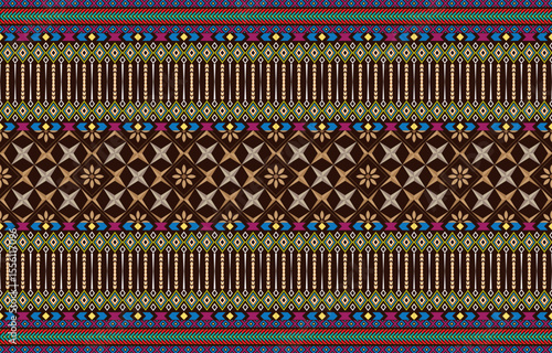 Aztec ethnic background design vector with a seamless pattern. Traditional motifs are illustrated. Element of a seamless pattern template